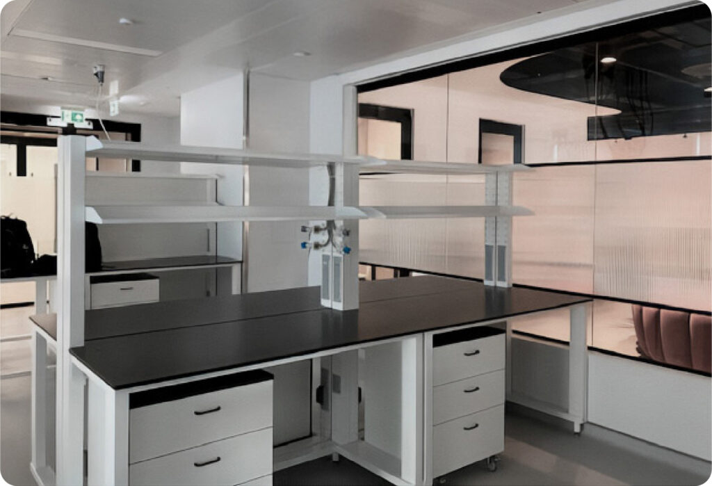 Modular workstation island, Trinity by Breakthrough (Oxford, UK).